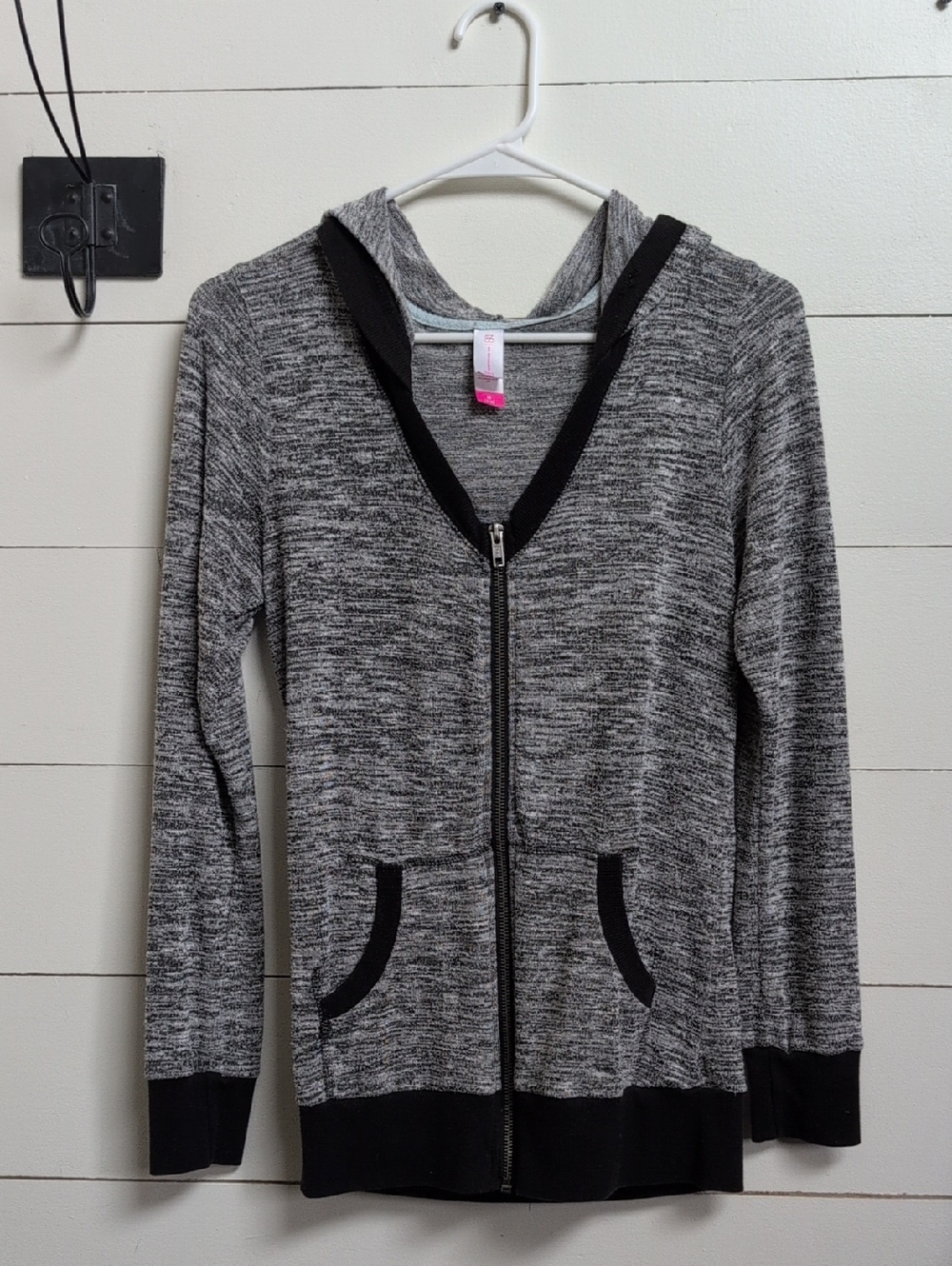 No Boundaries Black & Gray Hooded Zip-Up Jacket